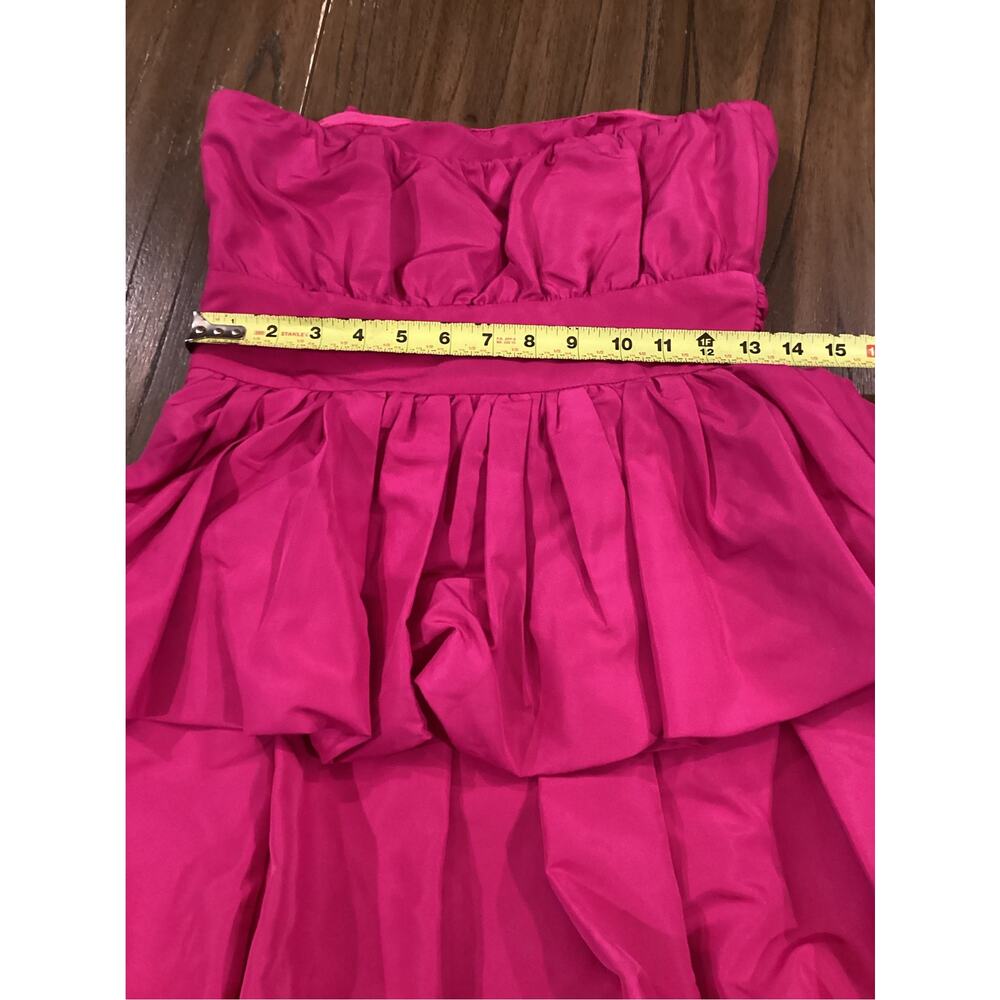Love Shack Fancy Gallant bow Strapless Tiered Taffeta fuschia red Mini dress 6 - Picture 7 of 8